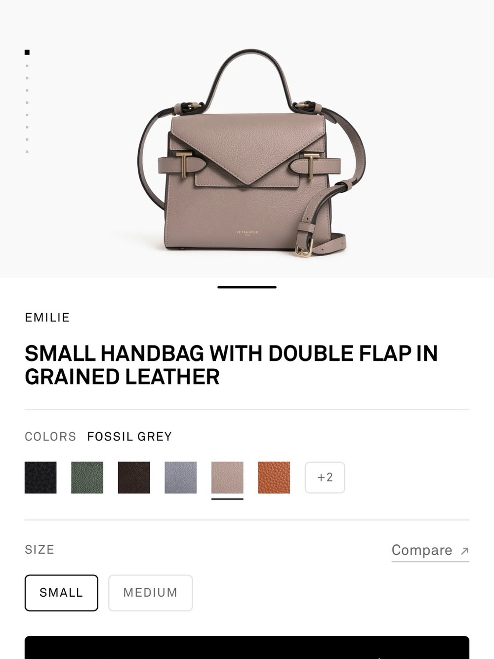 Le Tanneur Emilie small handbag in fossil grey